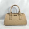Burberry Beige Saffiano Leather Top Handle Boston Bag