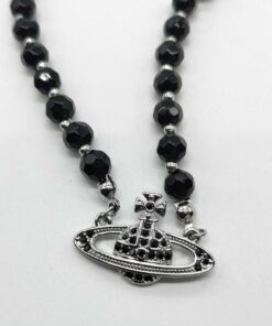Vivienne Westwood / Black Agate Orb Choker Necklace Silver Necklace