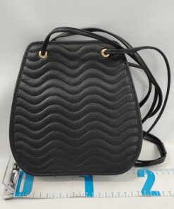 Alternative view of Yves Saint Laurent Black Grained Leather Wave Embossed Shoulder Bag
