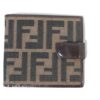 Fendi Zucca Canvas Compact Bifold Wallet with Snap Strap