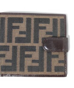 Fendi Zucca Canvas Compact Bifold Wallet with Snap Strap