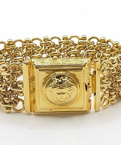 Gianni Versace Medusa Head Gold-Plated Woven Link Statement Bracelet