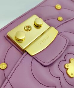 Furla Metropolis Rea Quilted Leather Crossbody Bag – Azalea Purple NWT - Image 7