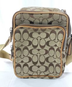 Coach Signature Jacquard 4270 Crossbody Flight Messenger Bag Khaki