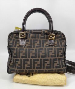 Fendi Zucca Canvas 2-Way Mini Boston Bag Satchel - Brown Leather
