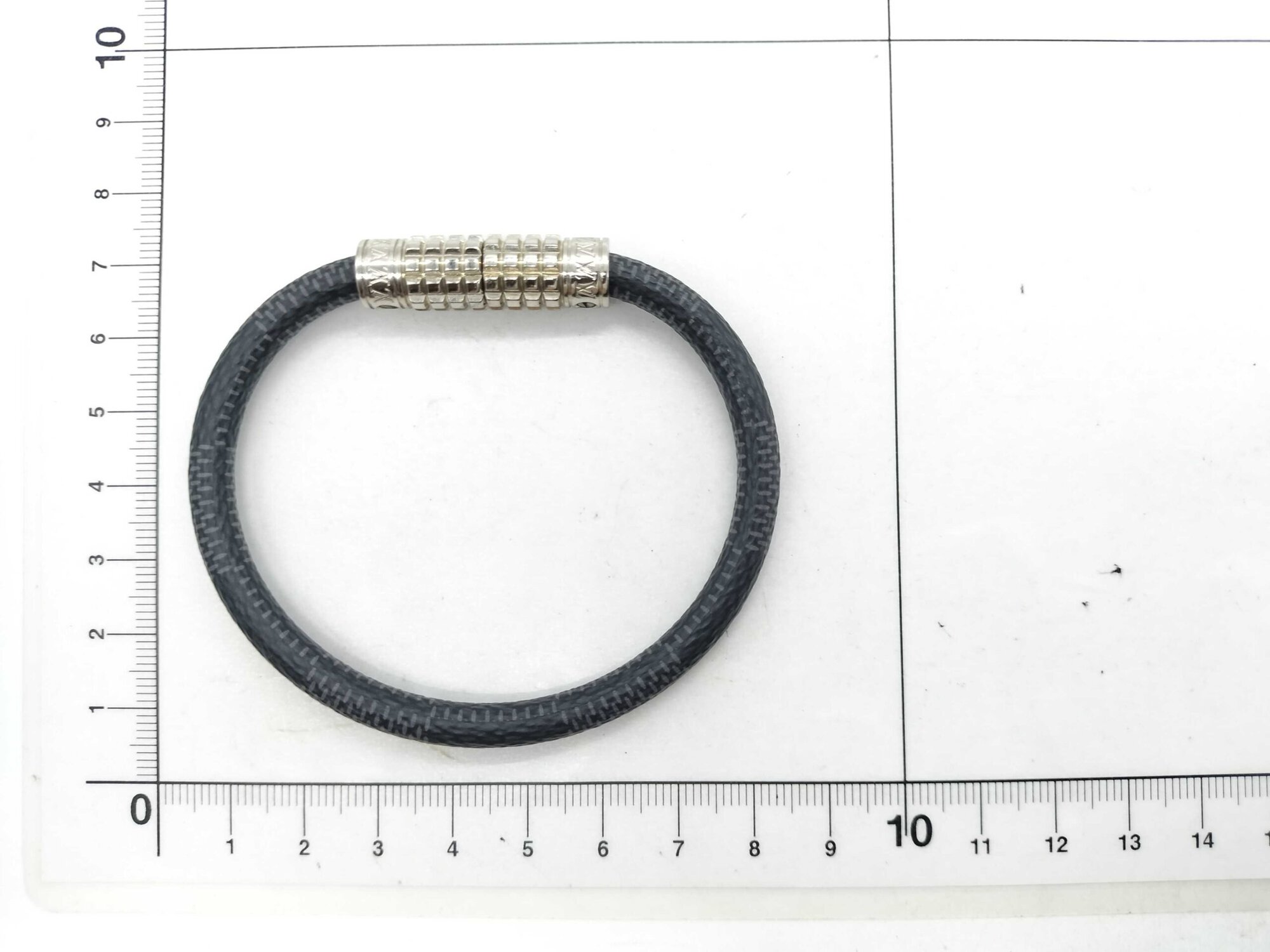 Louis Vuitton Damier Graphite Digit Bracelet Silver-Tone Magnetic Clasp Size M/L image 8