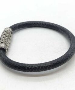 Louis Vuitton Damier Graphite Digit Bracelet Silver-Tone Magnetic Clasp Size M/L - Image 4