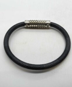 Louis Vuitton Damier Graphite Digit Bracelet Silver-Tone Magnetic Clasp Size M/L