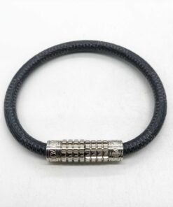 Louis Vuitton Damier Graphite Digit Bracelet Silver-Tone Magnetic Clasp Size M/L - Image 2