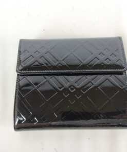 Burberry Embossed Patent Leather Check French Wallet