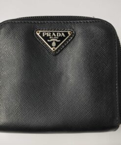 Prada Saffiano Leather Zip-Around Compact Coin Purse Wallet