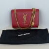 Saint Laurent Grain de Poudre Medium Monogram Kate Satchel – Red