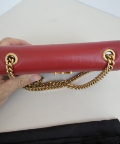 Saint Laurent Grain de Poudre Medium Monogram Kate Satchel – Red - Image 7