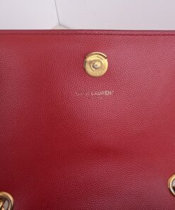 Saint Laurent Grain de Poudre Medium Monogram Kate Satchel – Red - Image 9