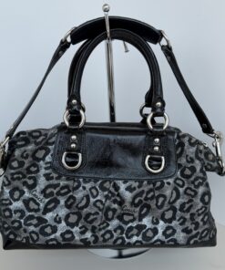Alternative view of Coach Metallic Silver & Black Ocelot Leopard Print Satchel Handbag