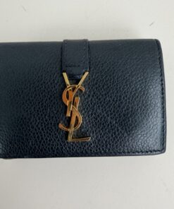 Saint Laurent (YSL) Line Origami Grained Leather Tiny Trifold Wallet