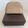 Pre-Owned Authentic Gucci Guccissima Leather Dome Cosmetic Pouch – Beige/Tan Luxury Makeup Case