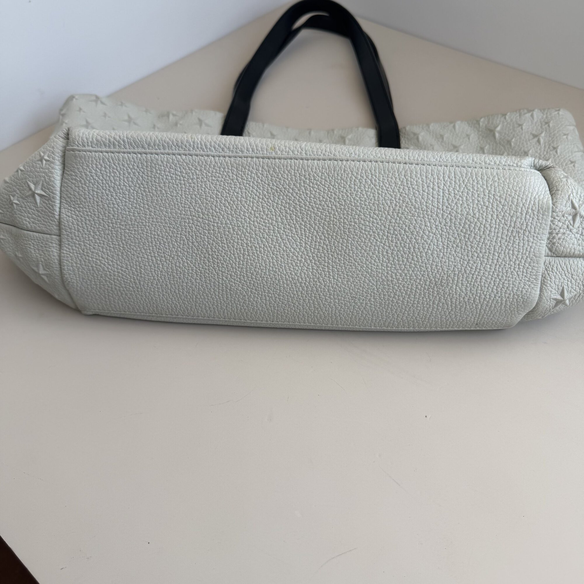 Jimmy Choo White Star-Embossed Calfskin Leather Medium Sofia Tote - Image 3