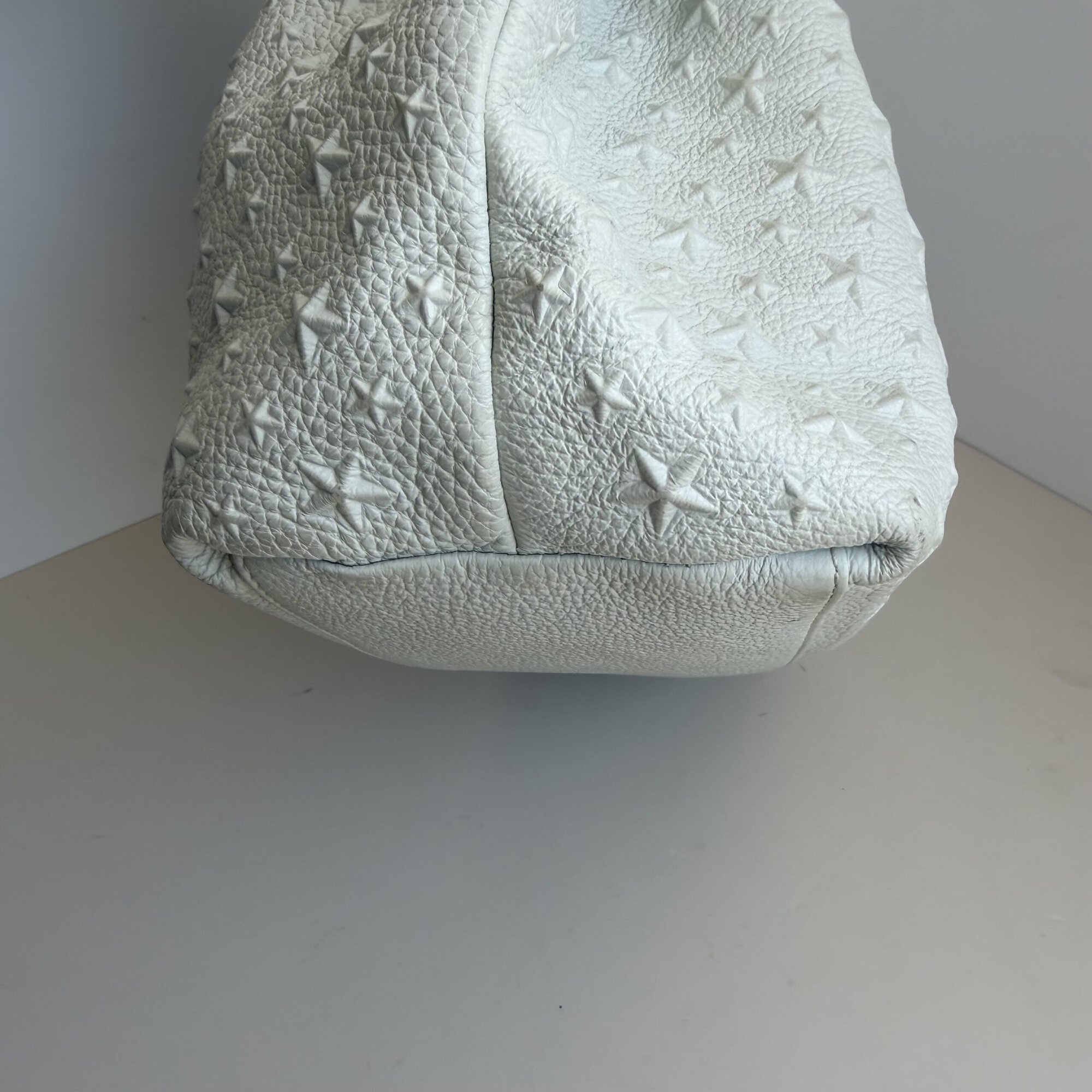 Jimmy Choo White Star-Embossed Calfskin Leather Medium Sofia Tote - Image 4