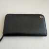 Pre-Owned Authentic Gucci Interlocking G Zip Around Wallet Black Leather Pink Interior