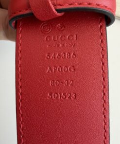 Gucci Hibiscus Red Calfskin Leather Belt with Double G Buckle - Size 80/32 NWOT - Image 3