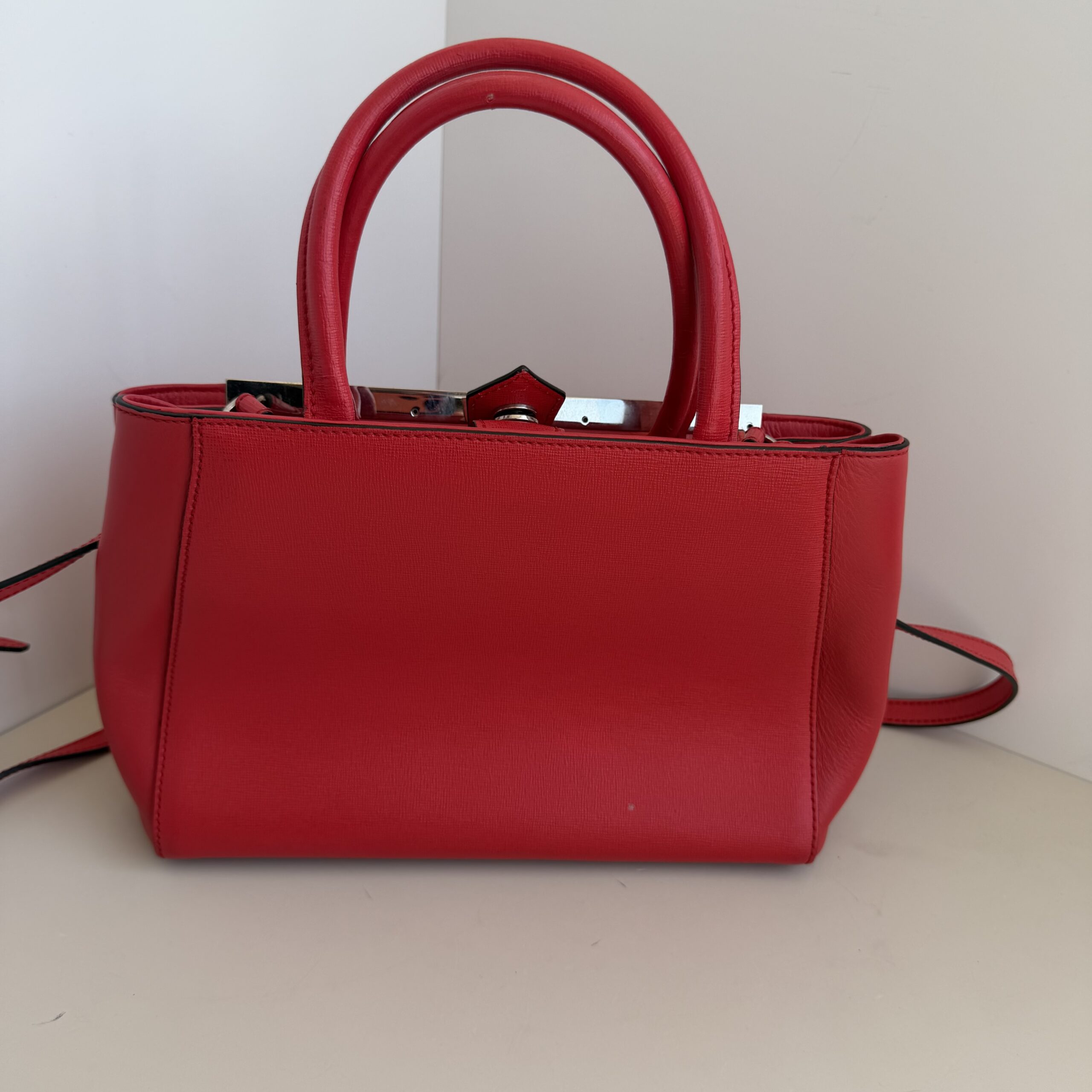 Fendi Petite 2Jours Leather Tote Bag – Rosso Red - Image 2