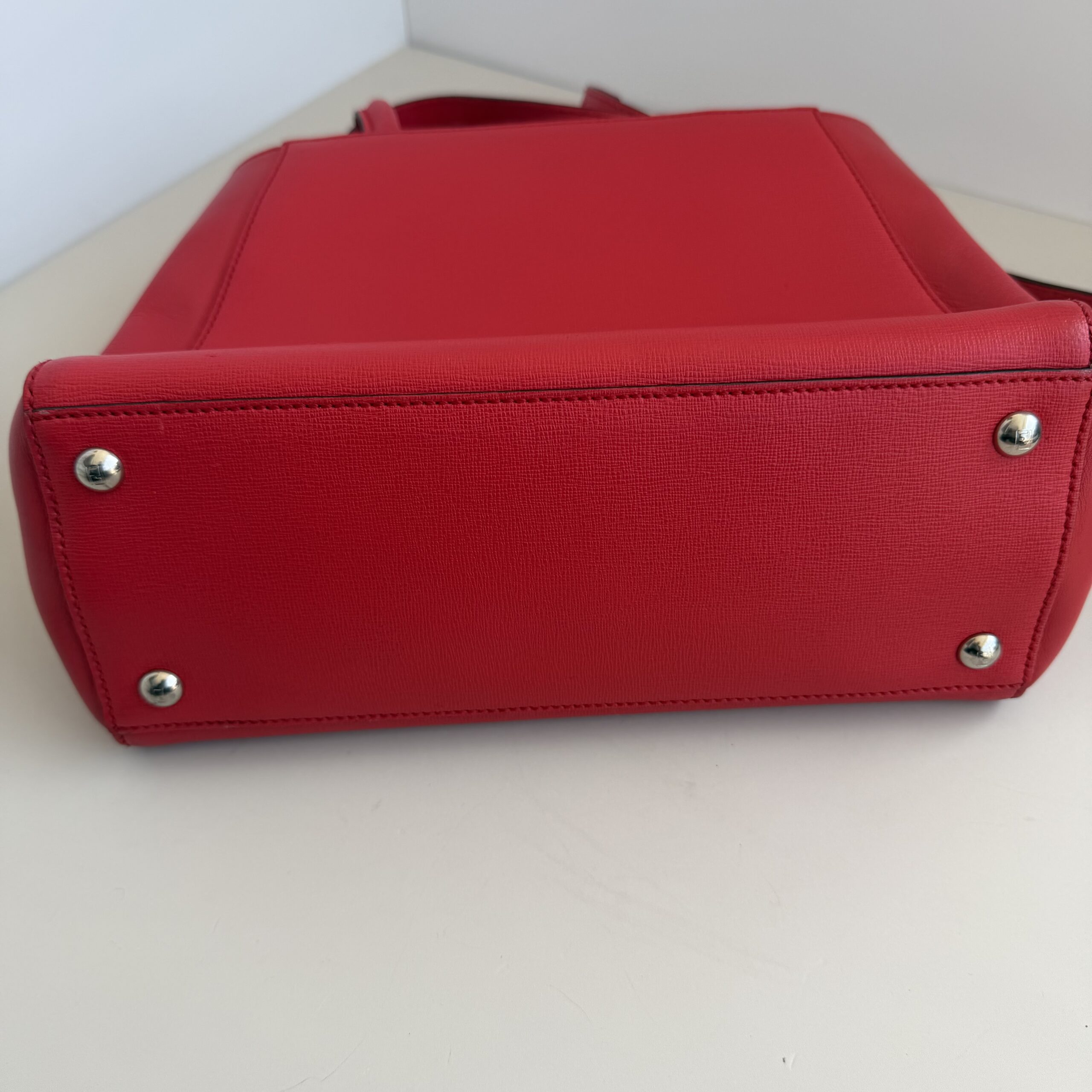 Fendi Petite 2Jours Leather Tote Bag – Rosso Red - Image 6