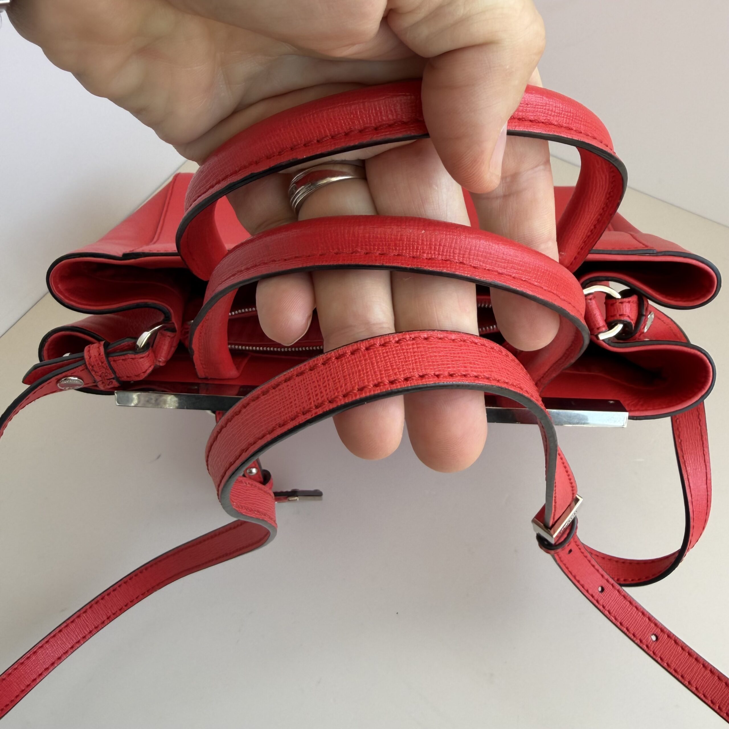 Fendi Petite 2Jours Leather Tote Bag – Rosso Red - Image 9