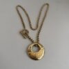 Pre-Owned Authentic Givenchy Logo Engraved Circle Medallion Toggle Chain Necklace