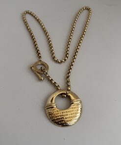 Pre-Owned Authentic Givenchy Logo Engraved Circle Medallion Toggle Chain Necklace