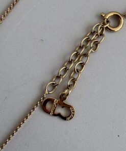 Christian Dior Interlocking CD Logo Rhinestone Pendant Necklace – Gold Tone - Image 3
