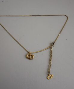 Pre-Owned Authentic Christian Dior Vintage Gold-Tone CD Logo Pendant Necklace