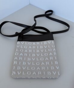 Pre-Owned Authentic BVLGARI Logomania Canvas & Leather Mini Crossbody Pouch Bag