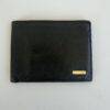 Pre-Owmed Authentic Gucci Vintage Men's Black Grained Leather Bi-Fold Wallet with Gold Logo Plaque
