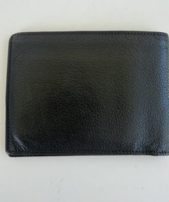 Alternative view of Gucci Vintage Men's Black Grained Leather Bi-Fold Wallet with Gold Logo Plaque
