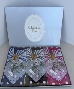 NWOT Christian Dior Vintage Lily of the Valley Handkerchief Set (3-Piece Collection)