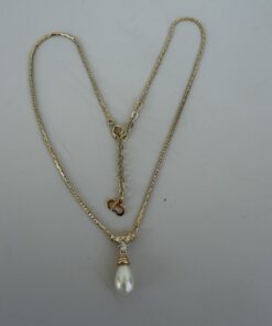 Pre-Owned Authentic Christian Dior Gold-Plated Faux Pearl & Crystal Pendant Necklace