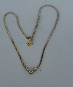 Pre-Owned Authentic Christian Dior Gold-Plated Rhinestone Chevron Necklace