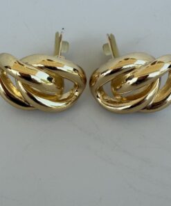 Pre-Owned Authentic Vintage Christian Dior Gold-Plated Interlocked Knot Clip-On Earrings.
