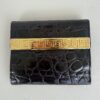 Pre-Owned Authentic Versace Purple Croc-Embossed Leather Wallet – Gold Greca Hardware