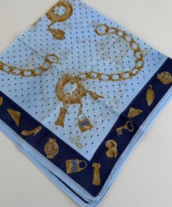 Fendi Roma handkerchief scarf featuring a beautiful gold chain and luxury jewelry charm print