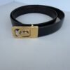 CELINE Paris Leather Belt with Iconic Gold Horse & Carriage Buckle