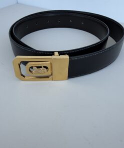 CELINE Paris Leather Belt with Iconic Gold Horse & Carriage Buckle