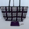 Kate Spade Kitt Large Nylon Tote Bag – Houndstooth Plaid Purple Multi & Wallet Set