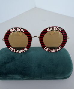 Gucci Maison de l'Amour Striped Round Sunglasses (GG0113S)