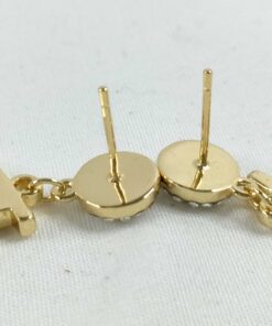 Christian Dior Crystal D Logo Alphabet Dancing Drop Earrings Gold Finish Studs - Image 3