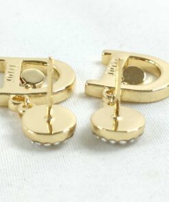 Christian Dior Crystal D Logo Alphabet Dancing Drop Earrings Gold Finish Studs - Image 4