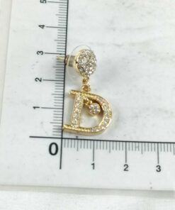 Christian Dior Crystal D Logo Alphabet Dancing Drop Earrings Gold Finish Studs - Image 9