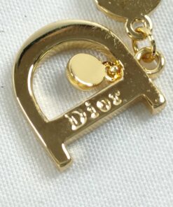 Christian Dior Crystal D Logo Alphabet Dancing Drop Earrings Gold Finish Studs - Image 6