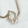 Christian Dior Vintage Gold-Tone Oblique Monogram Logo Pendant Necklace